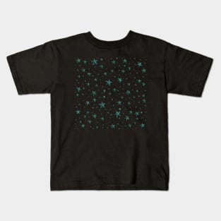 blue stars galaxy universe cosmic starry pattern black mask elegant glamour design Kids T-Shirt